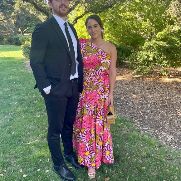 SFW One Shoulder Puff Sleeve Maxi Dress - small - worn once - Picture 3 of 6